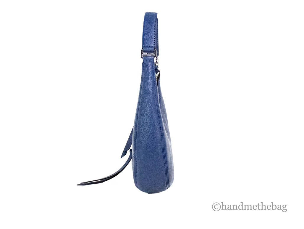 Marc Jacobs Small Azure Blue Pebbled Leather Crescent Shoulder Hobo Handbag