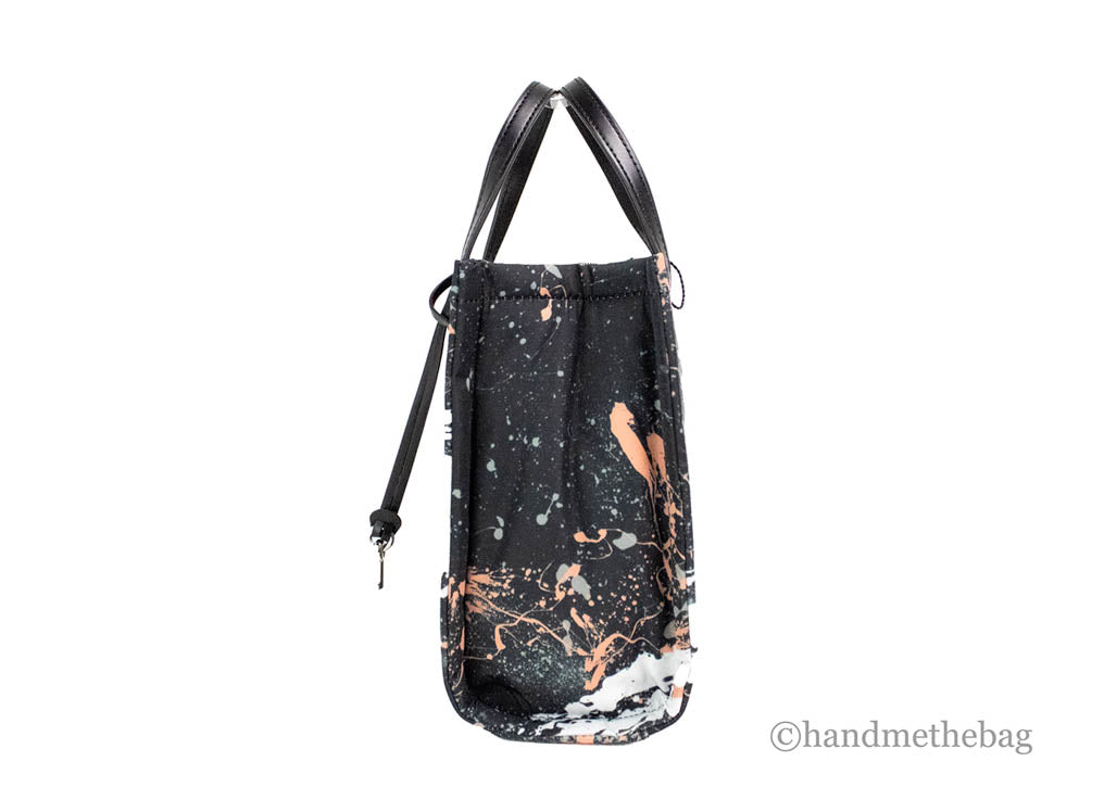 Marc Jacobs Mini Black Multi Splatter Paint Print Nylon Crossbody Tote Handbag