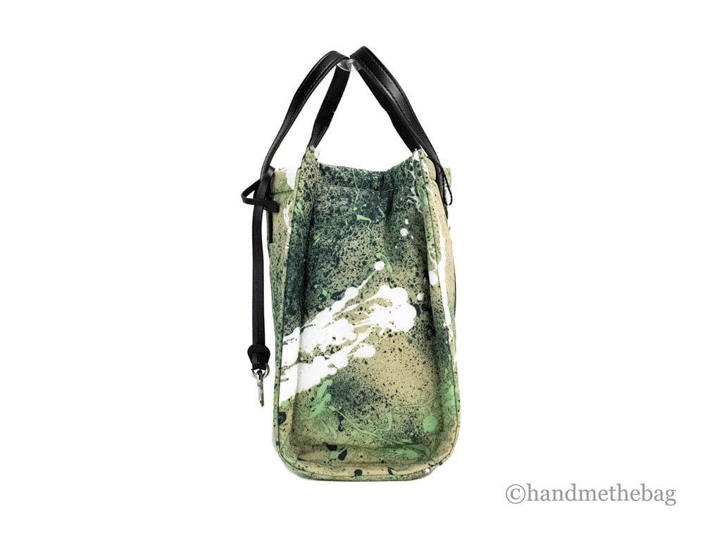 Marc Jacobs Mini Green Multi Splatter Paint Print Nylon Crossbody Tote Handbag