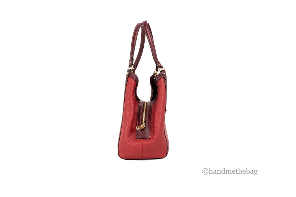 Coach (C6828) Kristy Red Apple Pebbled Leather Triple Compartment Shoulder Bag