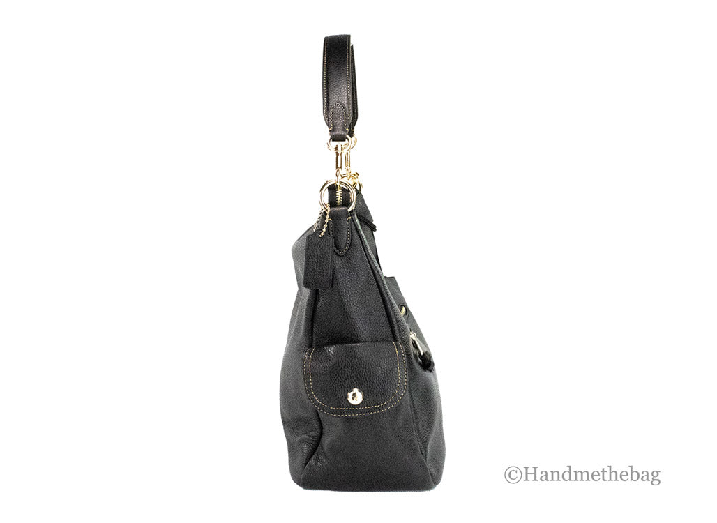 Coach (6152) Pennie Black Pebbled Leather Shoulder Bag Crossbody Handbag