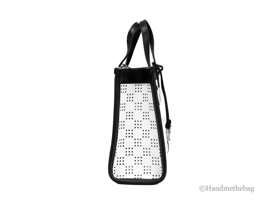 Marc Jacobs Mini Grind Cotton Multi Perforated Leather Crossbody Tote Handbag Purse