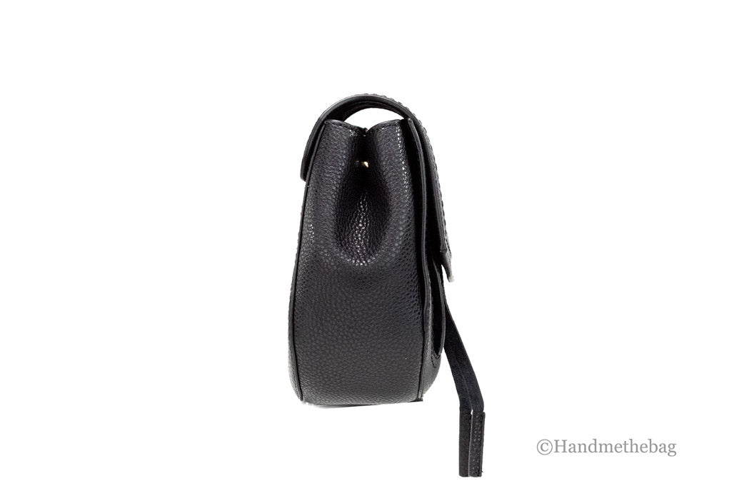 Marc Jacobs Maverick Small Black Pebbled Leather Saddle Bag Crossbody Handbag