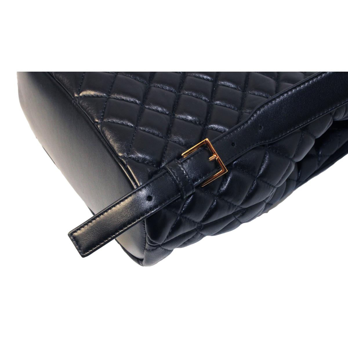 Versace Black Leather Medusa Quilted Flap Backpack DBFI160S