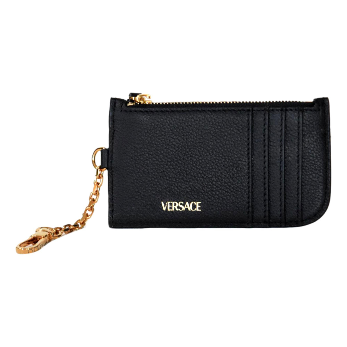 Versace La Medusa Black Vitello Card Case Key Chain