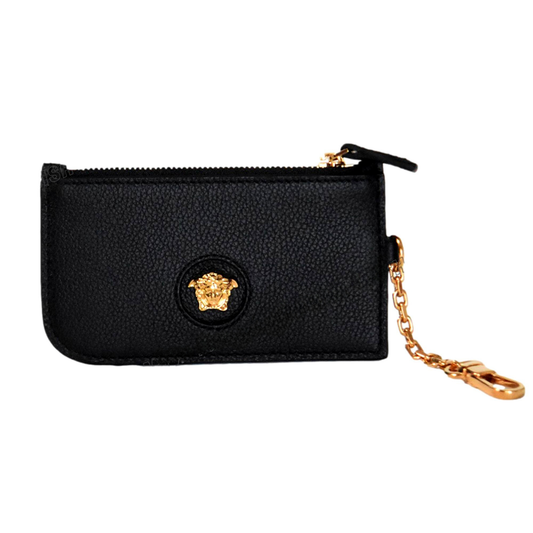 Versace La Medusa Black Vitello Card Case Key Chain