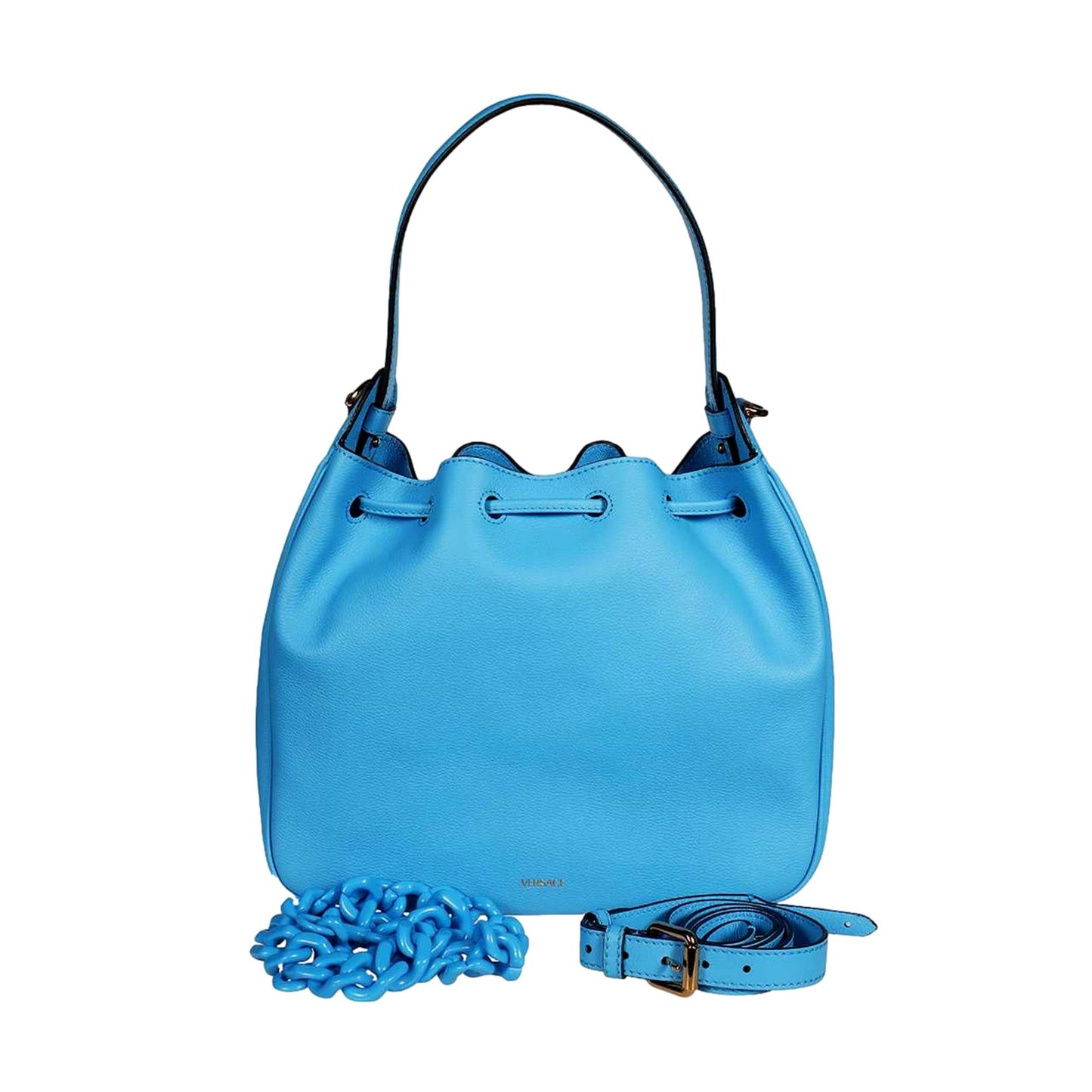 Versace La Medusa Leather Bucket Bag Blue 1003013