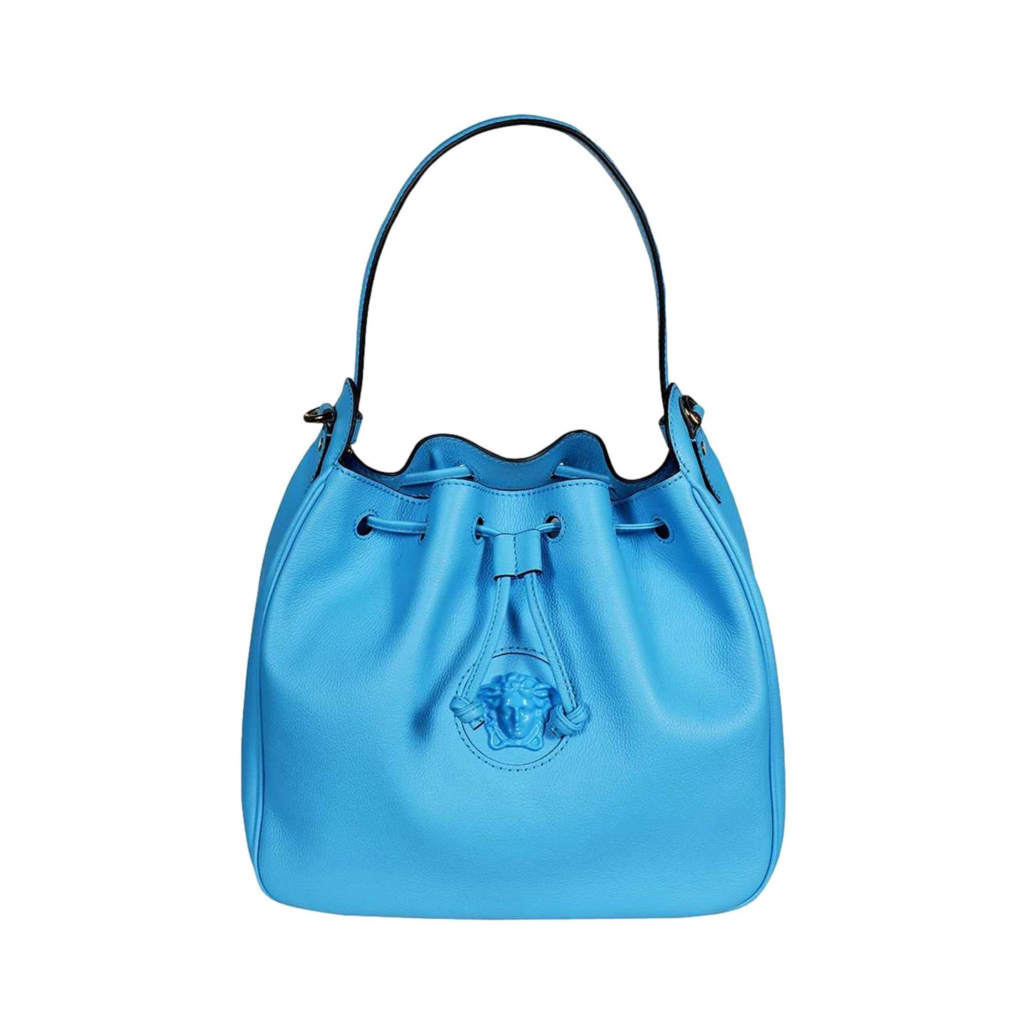 Versace La Medusa Leather Bucket Bag Blue 1003013