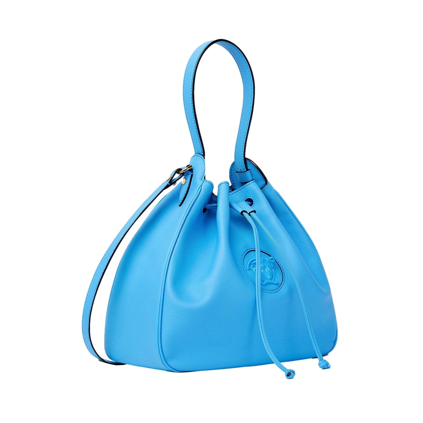 Versace La Medusa Leather Bucket Bag Blue 1003013