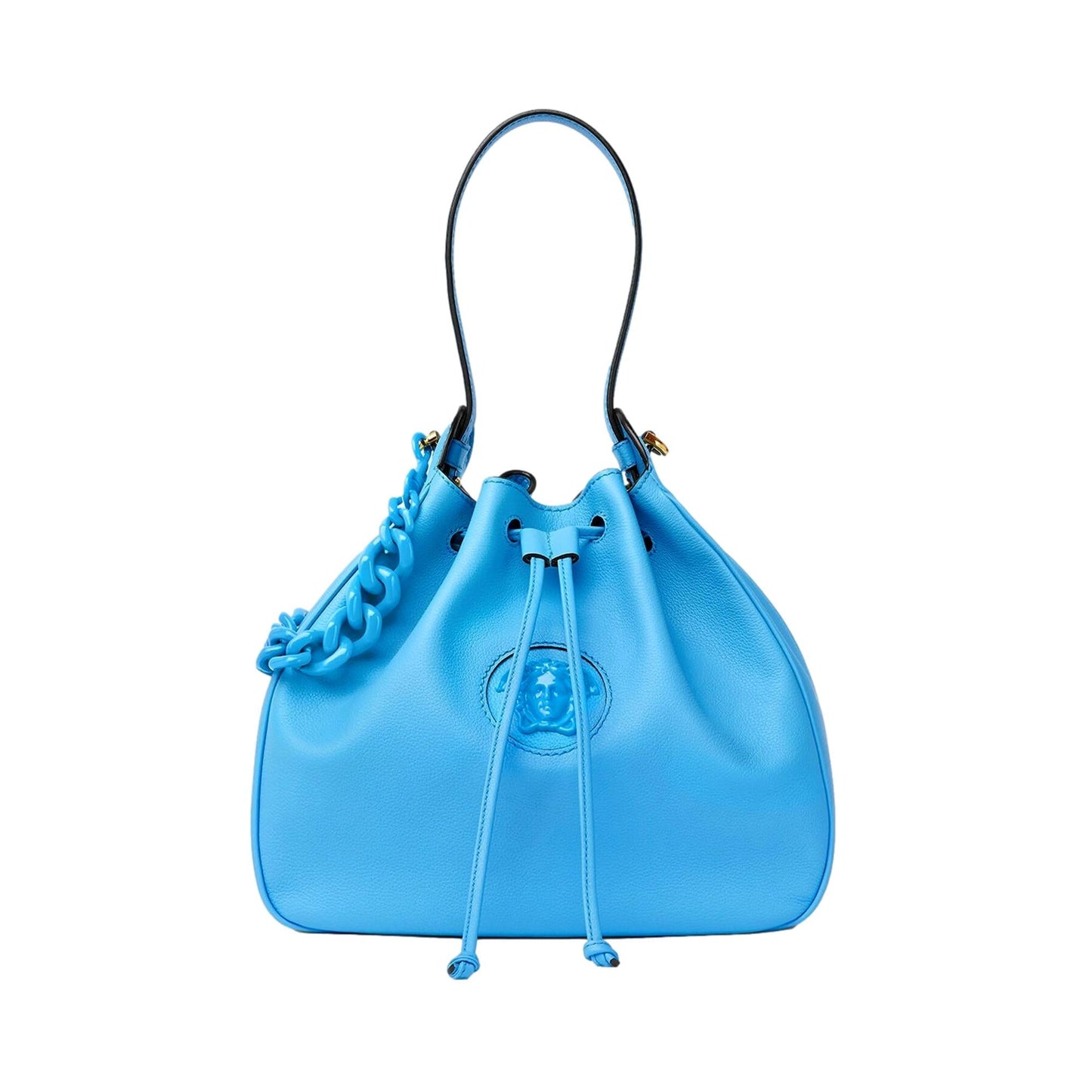 Versace La Medusa Leather Bucket Bag Blue 1003013