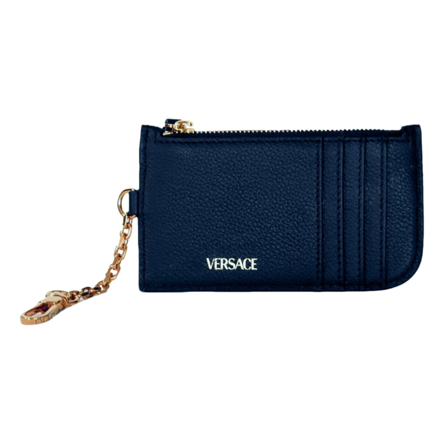 Versace La Medusa Navy Vitello Card Case Key Chain