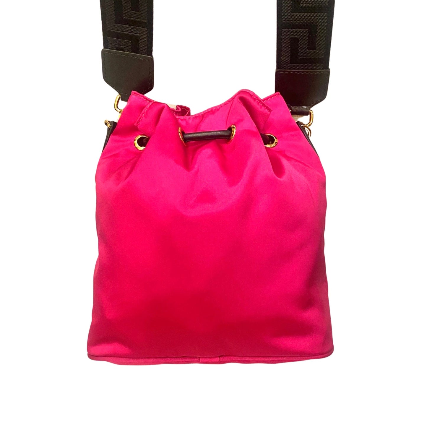 Versace La Medusa Pink Nylon Drawstring Shoulder Bag 1002875