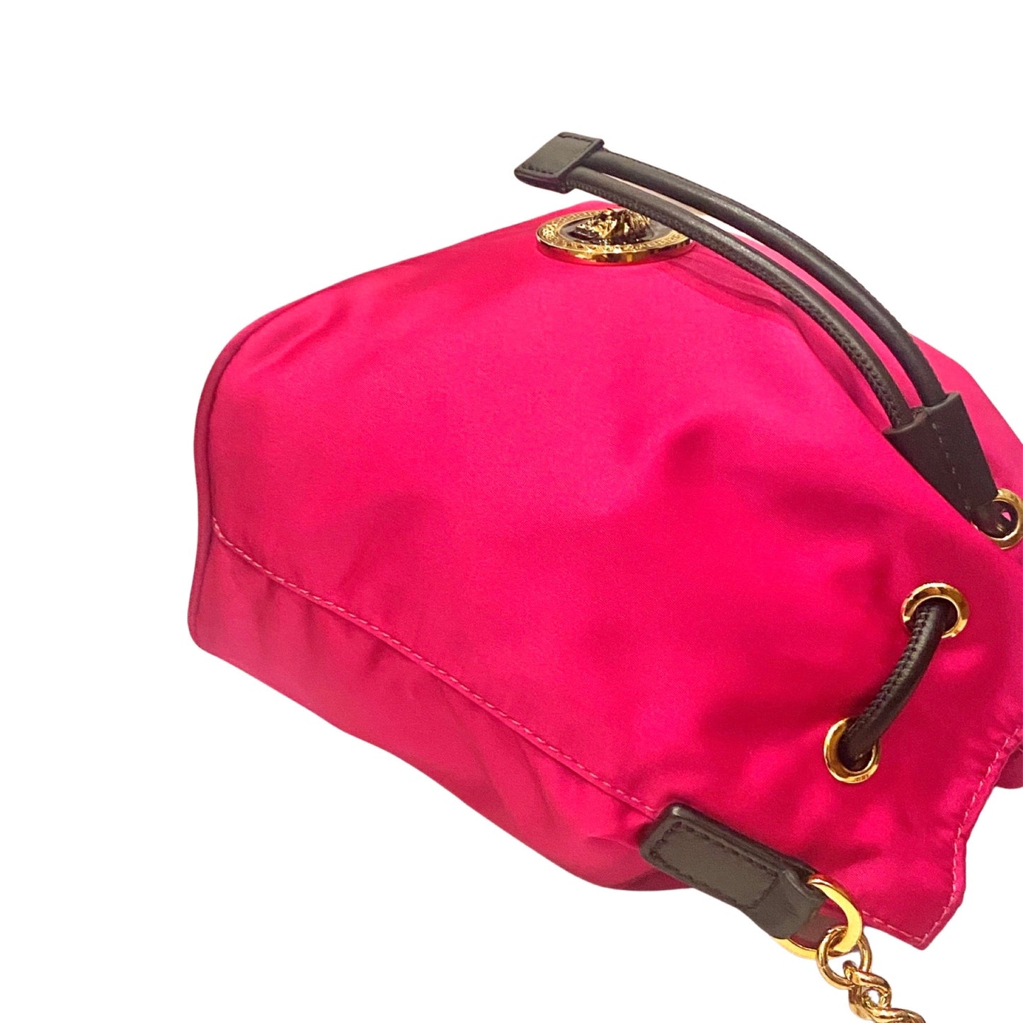 Versace La Medusa Pink Nylon Drawstring Shoulder Bag 1002875