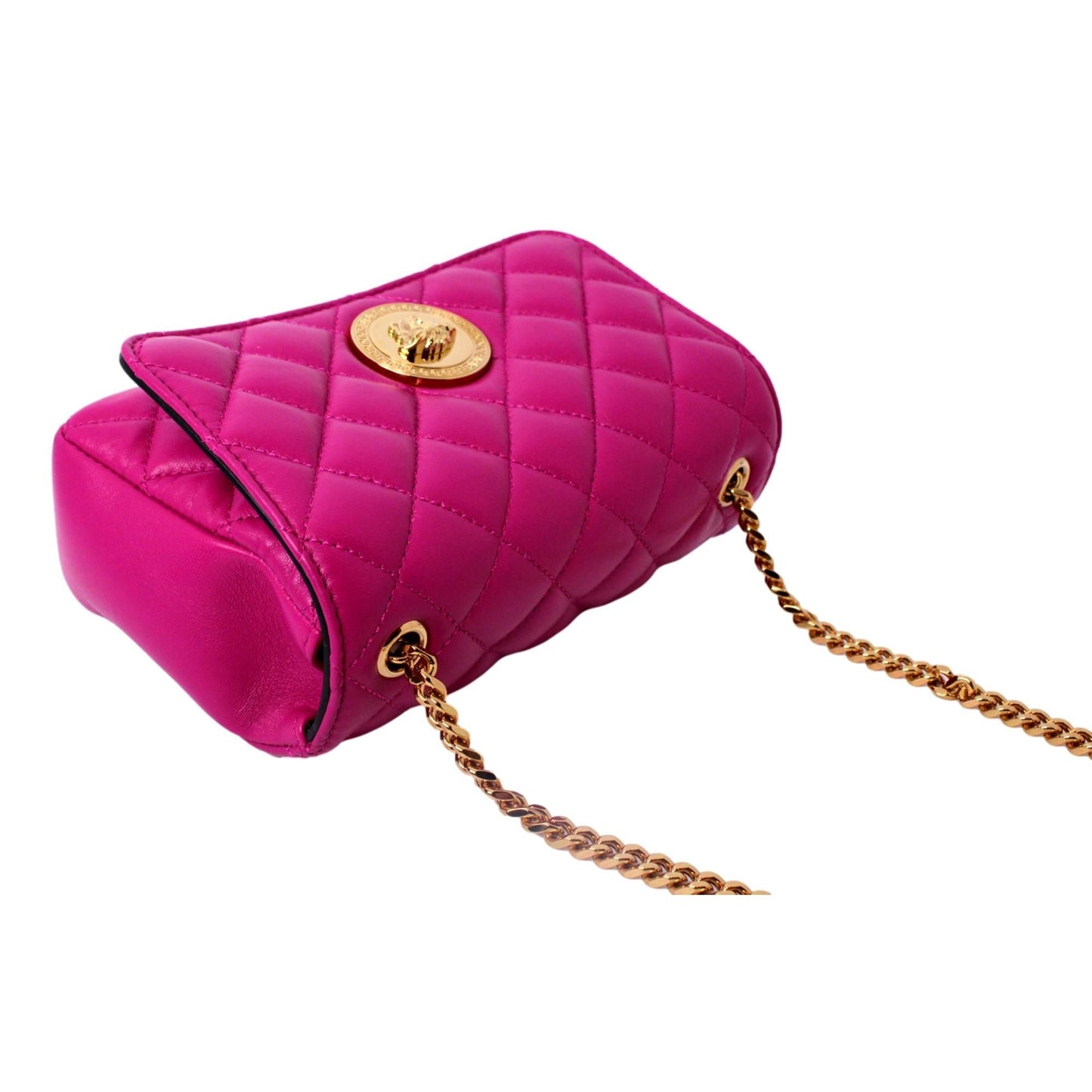 Versace La Medusa Quilted Orchid Pink Lambskin Leather Crossbody Bag