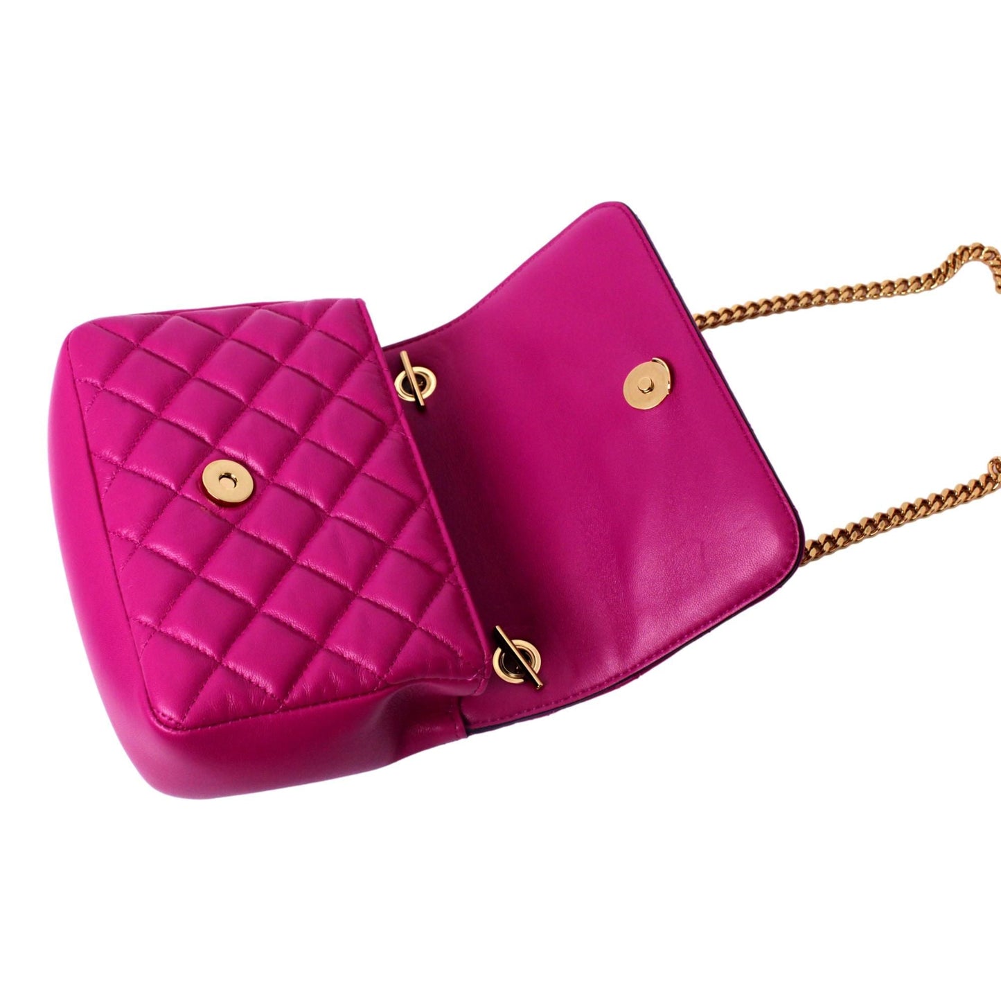 Versace La Medusa Quilted Orchid Pink Lambskin Leather Crossbody Bag