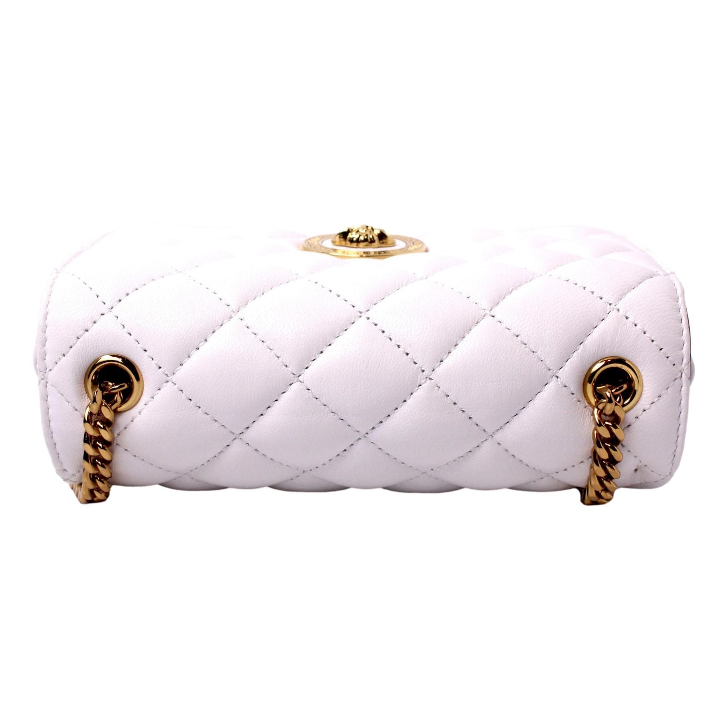 Versace La Medusa Quilted White Lambskin Leather Crossbody Shoulder Bag