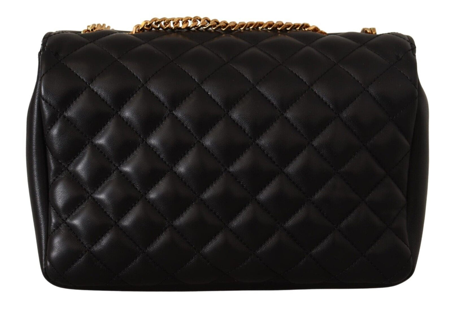 Versace La Medusa Nappa Quilted Black Leather Large Shoulder Bag