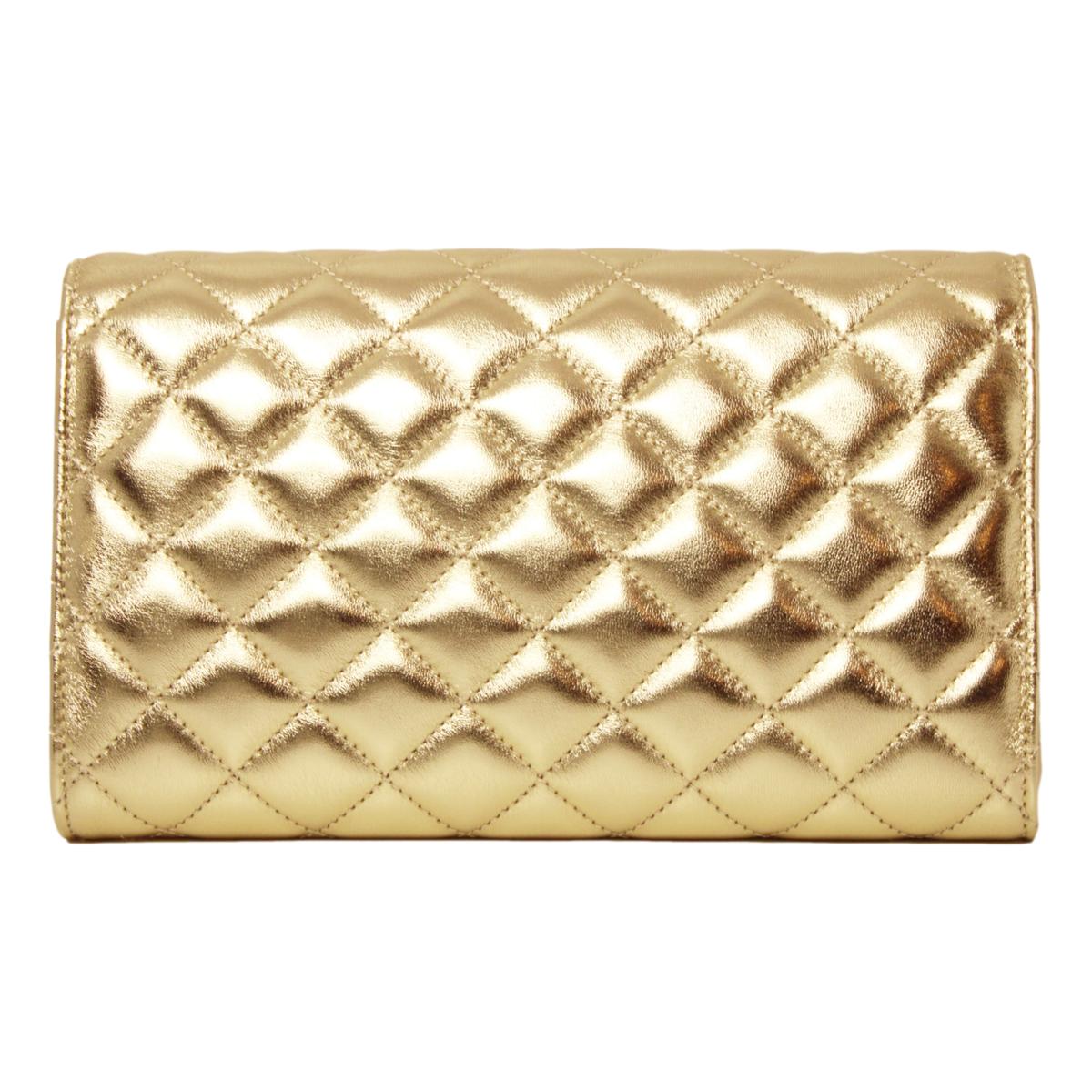 Versace Metallic Gold Leather Medusa Chain Wallet Bag DBSI159S