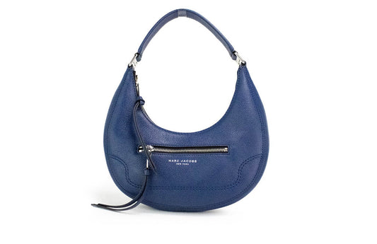 Marc Jacobs Small Azure Blue Pebbled Leather Crescent Shoulder Hobo Handbag