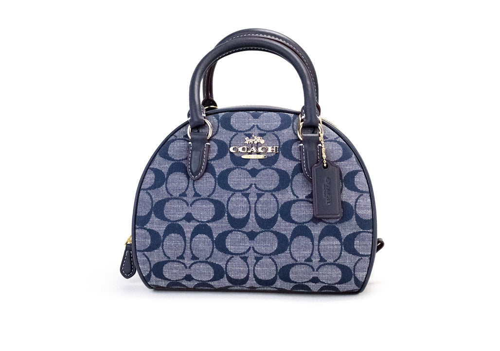 Coach (CH140) Sydney Small Denim Multi Signature Chambray Canvas Satchel Handbag