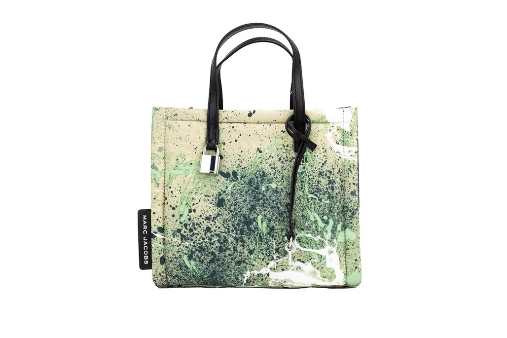 Marc Jacobs Mini Green Multi Splatter Paint Print Nylon Crossbody Tote Handbag