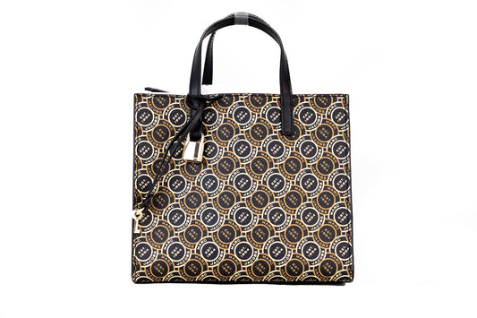 Marc Jacobs Mini Grind Signet Printed Pebbled Leather Crossbody Tote Handbag