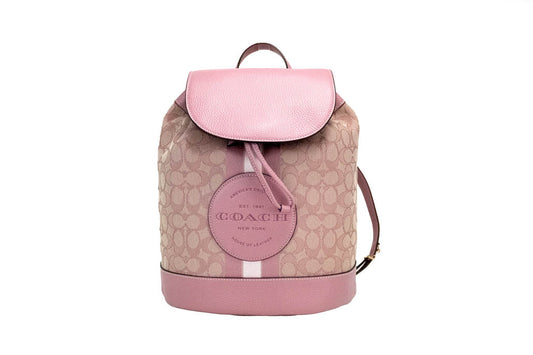 Coach (CE601) Dempsey True Pink Signature Jacquard Canvas Logo Patch Backpack