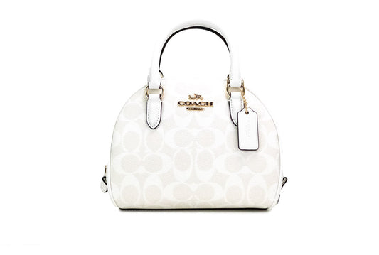 Coach (CA591) Sydney Small Chalk White Signature Coated Canvas Satchel Handbag