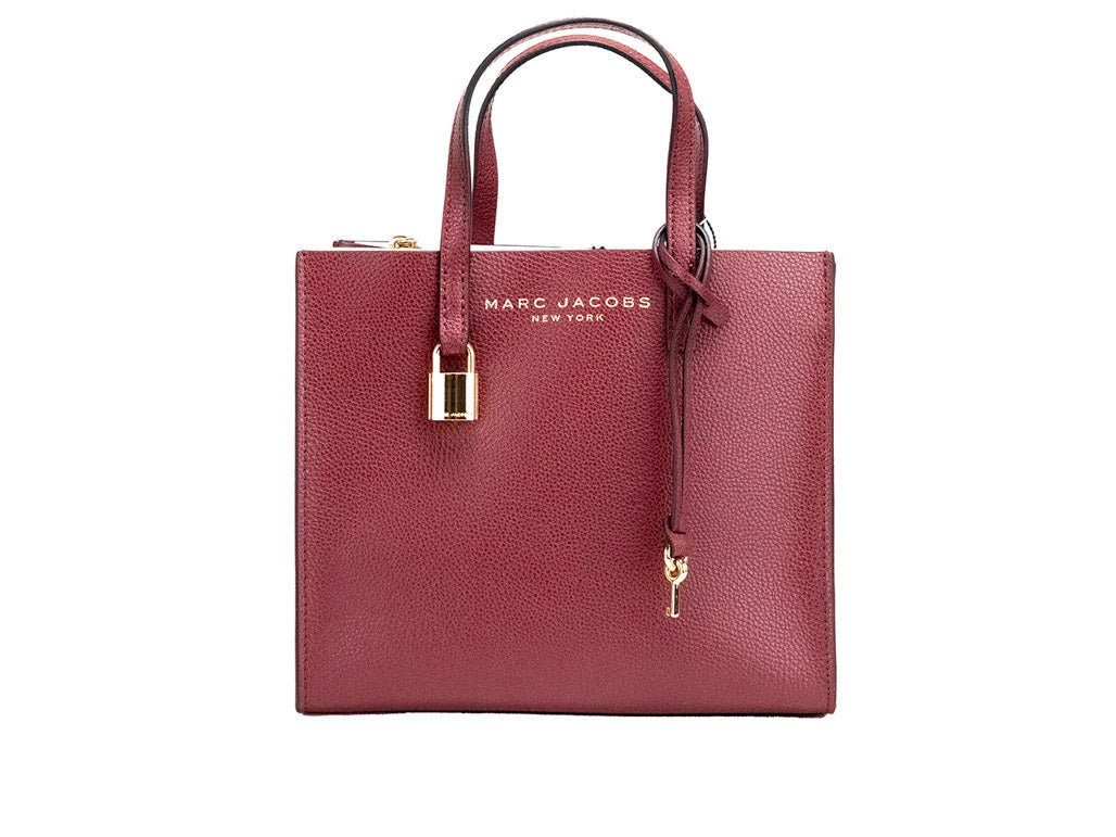 Marc Jacobs Mini Grind Pomegranate Pebbled Leather Crossbody Tote Handbag