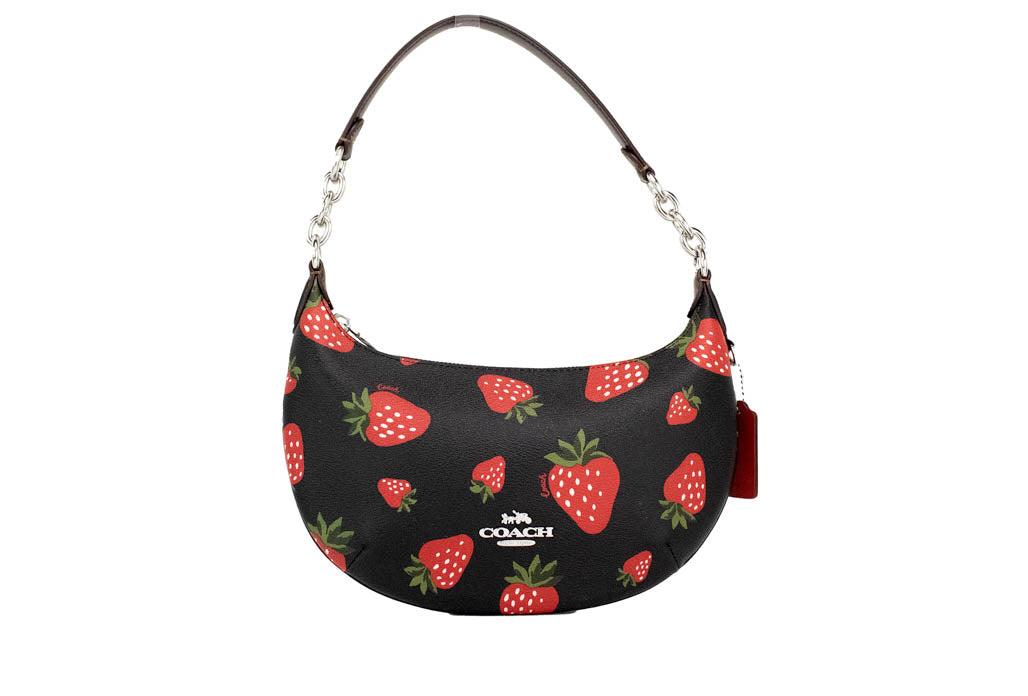 Coach (CH330) Payton Small Wild Strawberry Print Coated Canvas Hobo Shoulder Bag