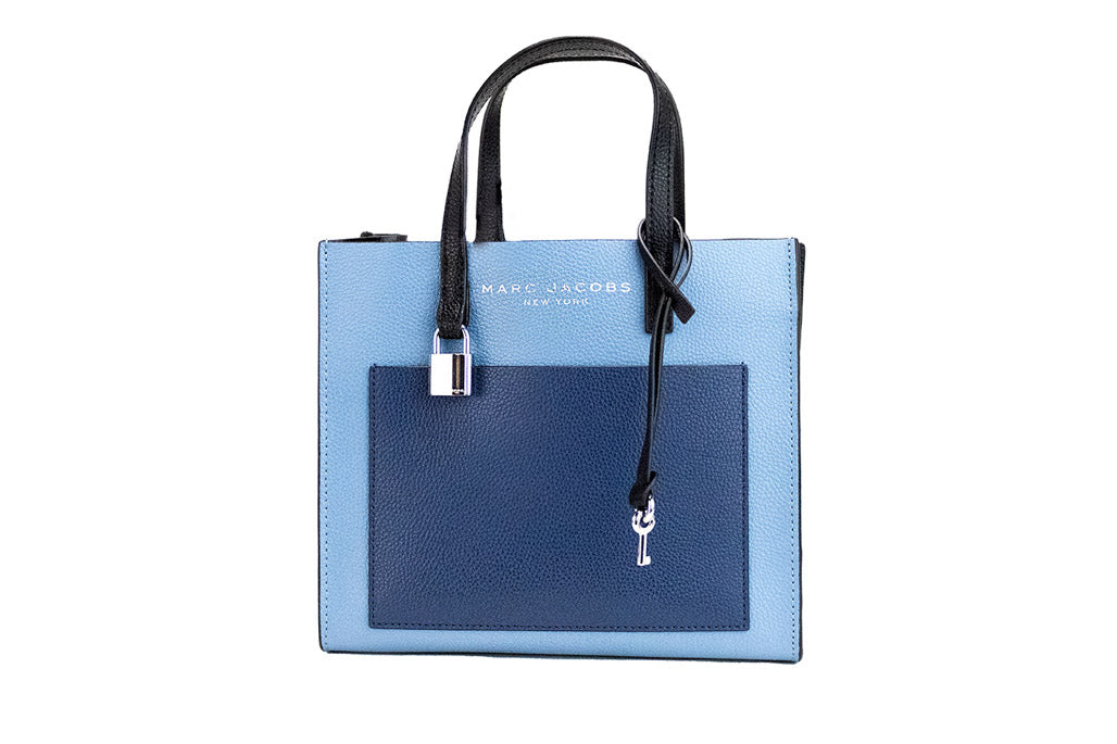 Marc Jacobs Grind Mini Blue Heaven Colorblock Leather Tote Crossbody Handbag