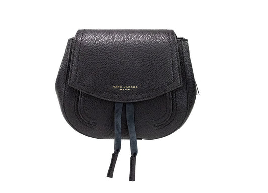 Marc Jacobs Maverick Small Black Pebbled Leather Saddle Bag Crossbody Handbag