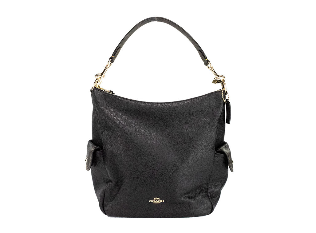 Coach (6152) Pennie Black Pebbled Leather Shoulder Bag Crossbody Handbag